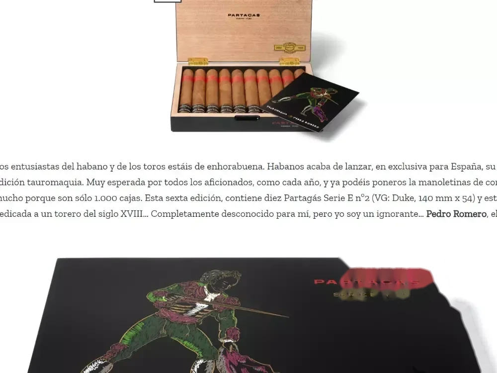 Partagás Serie E No. 2 Tauromaquia y Pedro Romero 鬥牛士